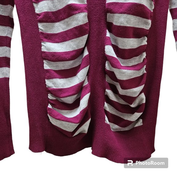 Bongo Junior Large Long Sleeve Stripe Keyhole Sweater Ruching Y2k 90s Preppy - Picture 5 of 8